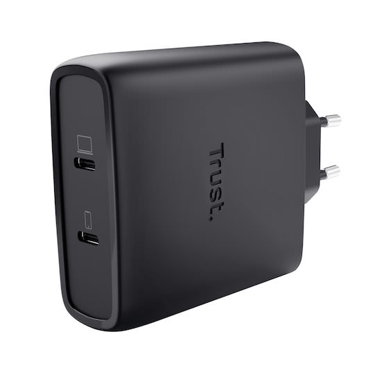 Trust Φορτιστής Χωρίς Καλώδιο GaN με 2 Θύρες USB-C 100W Μαύρος (Maxo) - Image 1