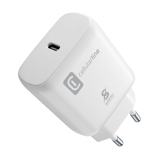 Cellular Line Φορτιστής Χωρίς Καλώδιο με Θύρα USB-C 25W Power Delivery Λευκός (ACHSMUSBCPD25WW) - Image 1