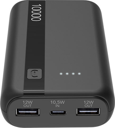 Cellular Line ESSENCE Power Bank 10000mAh 12W με 2 Θύρες USB-A και Θύρα USB-C Μαύρο - Image 1