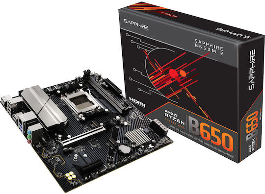 Sapphire B650M-E Motherboard Micro ATX με AMD AM5 Socket 52112-04-40G - Image 1