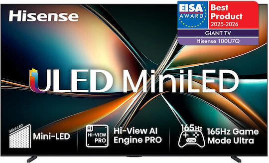Hisense Smart Τηλεόραση 100" 4K UHD Mini LED U7Q HDR (2025) 100U7Q - Image 1