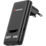Verbatim Φορτιστής Χωρίς Καλώδιο GaN με 2 Θύρες USB-C 65W Μαύρος (Fold 'n' Go)