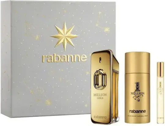 Rabanne Million Gold Eau De Parfum Intense Spray 100ml Set 3 Pieces - Image 1