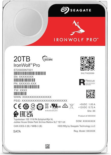 Seagate Ironwolf Pro 20TB HDD Σκληρός Δίσκος 3.5" SATA III 7200rpm με 256MB Cache για NAS - Image 1