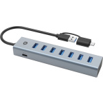 Conceptronic USB 3.0 Hub 7 Θυρών με σύνδεση USB-A / USB-C & Θύρα Φόρτισης Ασημί