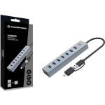 Conceptronic USB 3.0 Hub 7 Θυρών με σύνδεση USB-A / USB-C & Θύρα Φόρτισης Ασημί - Image 3
