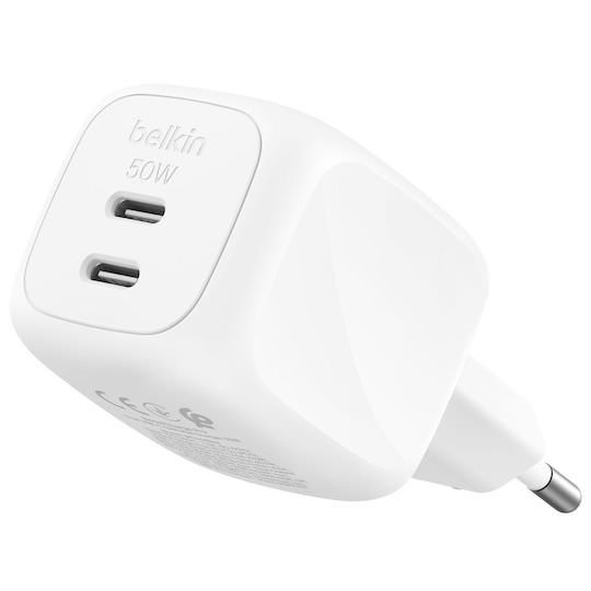 Belkin Φορτιστής Χωρίς Καλώδιο με 2 Θύρες USB-C 50W Power Delivery Λευκός (WCH019kqWH) - Image 1