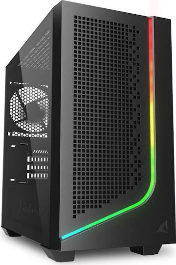 Sharkoon J1000 ARGB Mini Tower Κουτί Υπολογιστή με Πλαϊνό Παράθυρο Μαύρο - Image 1