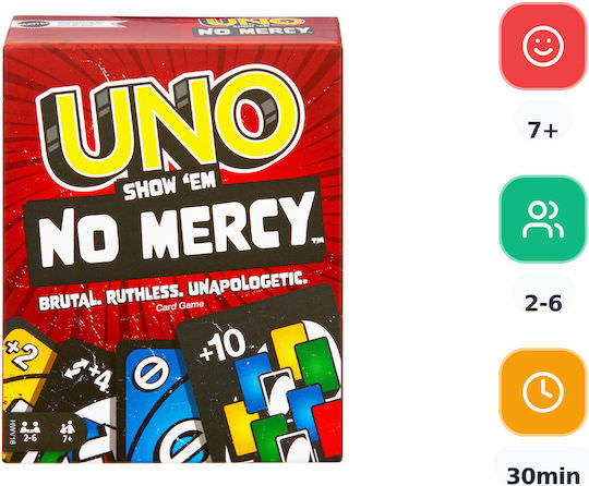 Επιτραπέζιο Παιχνίδι Uno No Mercy για 2-6 Παίκτες 7+ Ετών (EN) Mattel - Image 1