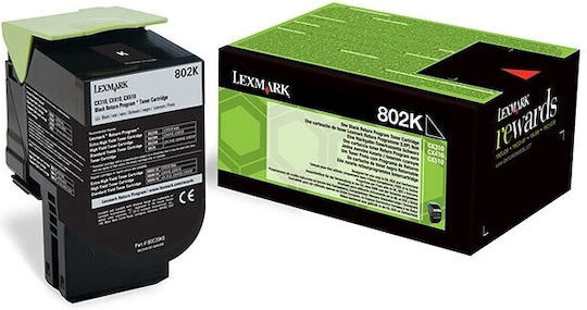 Lexmark 802HK Γνήσιο Toner Laser Εκτυπωτή Μαύρο High Yield Return Program 1000 Σελίδων 80C20KE - Image 1