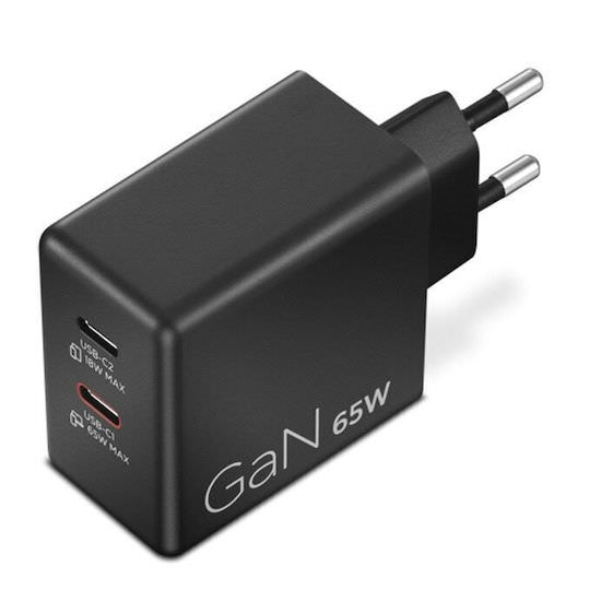 Lenovo Φορτιστής GaN με 2 Θύρες USB-C και Καλώδιο USB-C - USB-C 65W Μαύρος (40AW065BEU) - Image 1