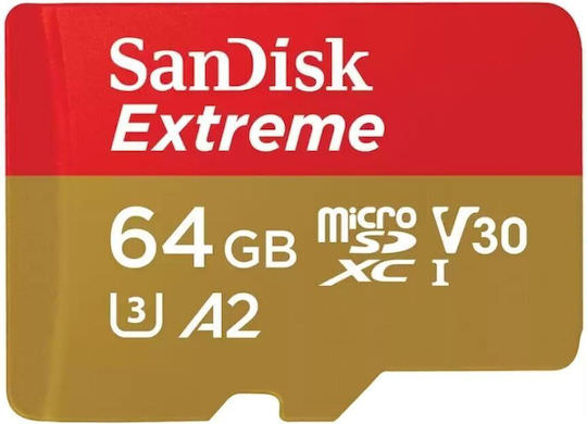 Sandisk Extreme microSDXC 64GB Class 10 U3 V30 A2 UHS-I με αντάπτορα - Image 1