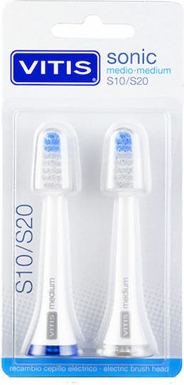Vitis Sonic S10/S20 Ανταλλακτικές Κεφαλές για Ηλεκτρική Οδοντόβουρτσα Medium 2τμχ - Image 1