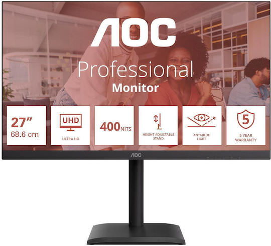 AOC U27E4CV HDR Monitor 27" 4K 3840x2160 με Χρόνο Απόκρισης 4ms GTG - Image 1
