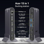Acer USB-C Docking Station με HDMI/DisplayPort 4K PD Ethernet Γκρι (HP.DSCAB.022)
