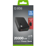 SBS Power Bank 20000mAh 20W με Θύρα USB-A και Θύρα USB-C Power Delivery Μαύρο - Image 2