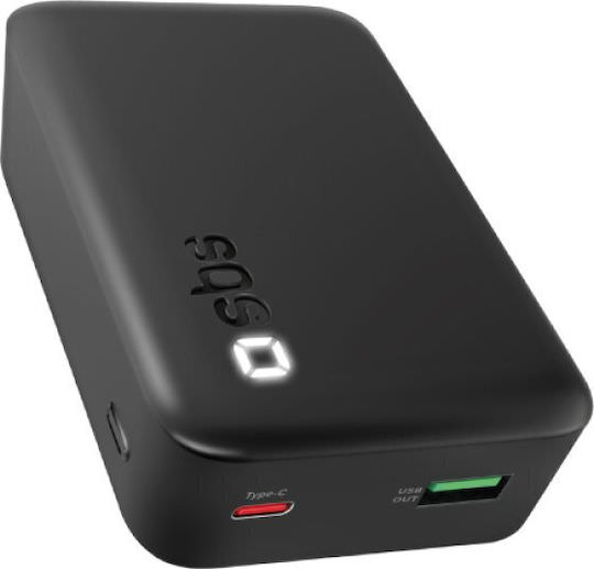 SBS Power Bank 20000mAh 20W με Θύρα USB-A και Θύρα USB-C Power Delivery Μαύρο - Image 1