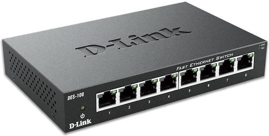 D-Link DES-108 Unmanaged L2 Switch με 8 Θύρες Ethernet - Image 1