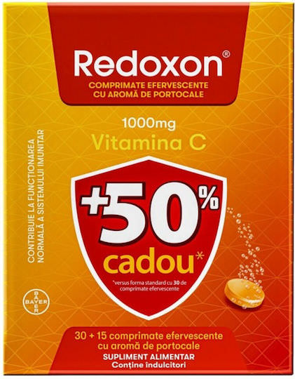 Bayer Βιταμίνη C για Ενίσχυση του Ανοσοποιητικού, τo Δέρμα & Αντιοξειδωτική δράση 1000mg 45 αναβράζοντα δισκία - Image 1