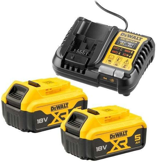 Dewalt Set 2 Tool Batteries Lithium 18V Capacity 5Ah with Charger - Image 1