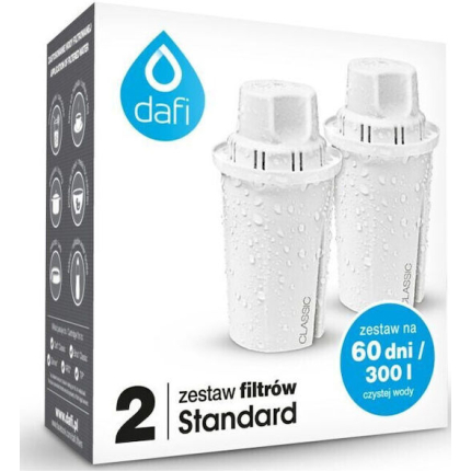 Dafi Water Filter Replacement for Pitcher made of Activated Carbon Standard Classic 2pcs White