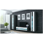 Vigo Wall Living Room Display Cabinet made of Particleboard with Glass & Lighting Grey / White Gloss 40x30x180cm - Image 2