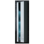 Vigo Wall Living Room Display Cabinet made of Particleboard with Glass & Lighting Grey / White Gloss 40x30x180cm