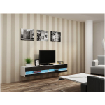TV Stand Vigo New with LED Lighting White / Black Gloss M180xD30xH40cm