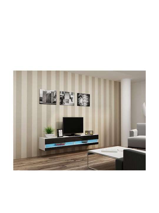 TV Stand Vigo New with LED Lighting White / Black Gloss M180xD30xH40cm - Image 1