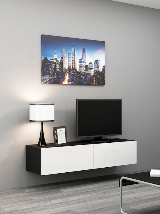 TV Stand Vigo Black and White Gloss M140xD30xH40cm - Image 1