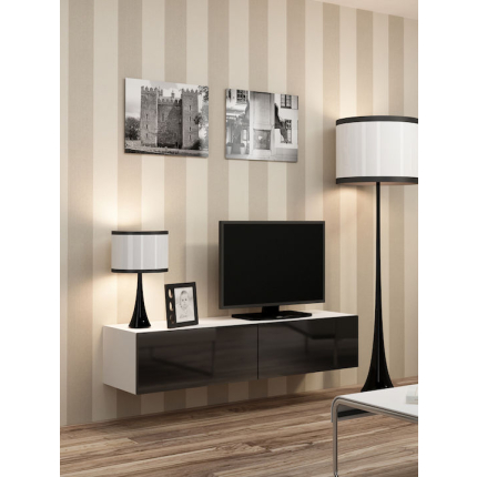 TV Stand Vigo White and Black Gloss M140xD30xH40cm