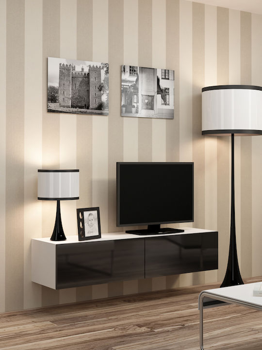 TV Stand Vigo White and Black Gloss M140xD30xH40cm - Image 1