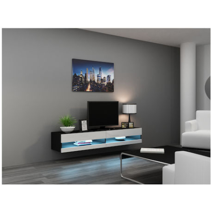 TV Stand Vigo New with LED Lighting Black / White Gloss M180xD30xH40cm