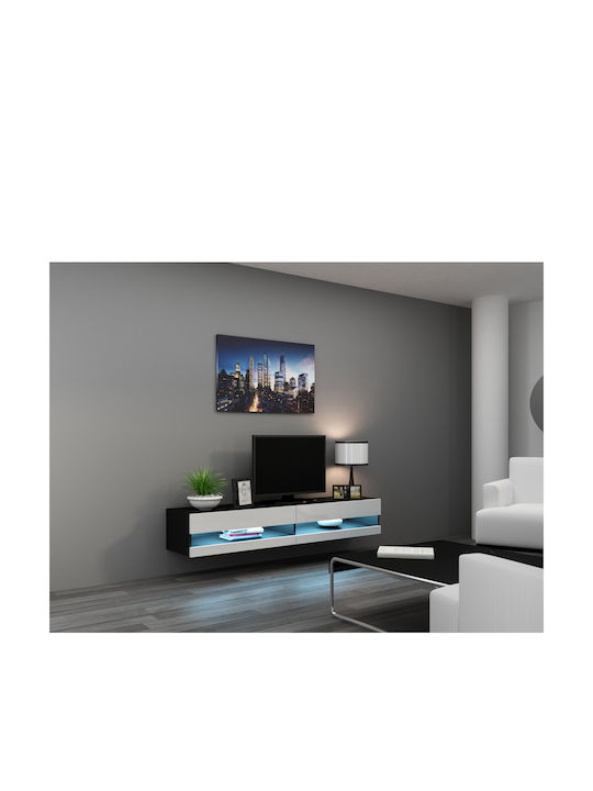 TV Stand Vigo New with LED Lighting Black / White Gloss M180xD30xH40cm - Image 1