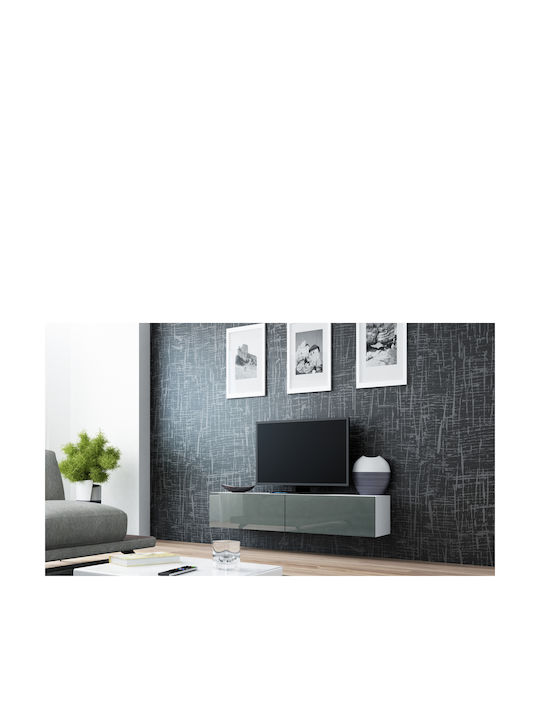 TV Stand Vigo White and Gray Gloss M140xD30xH40cm - Image 1