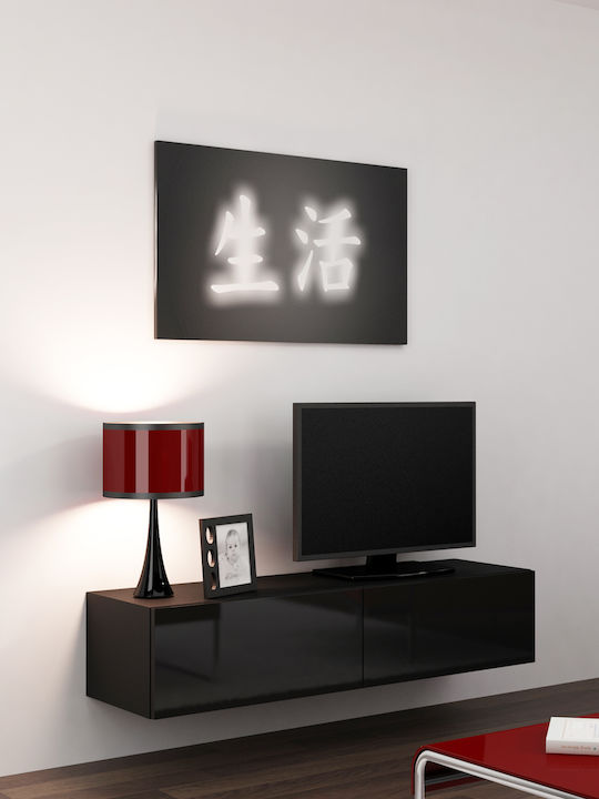 TV Stand Vigo Black Gloss M140xD30xH40cm - Image 1