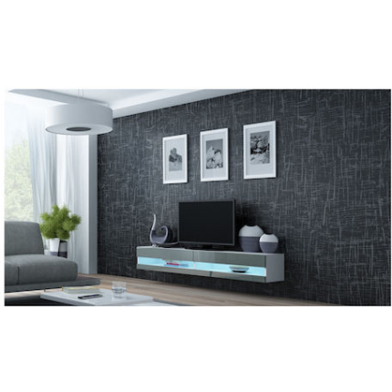 TV Stand Vigo New with LED Lighting White and Gray Gloss M180xD30xH40cm