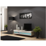 TV Stand Vigo New with LED Lighting Sonoma White Gloss M180xD30xH40cm