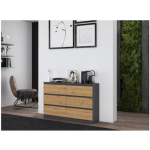M6 Wooden Chest of Drawers with 6 Drawers ANTRACYT/ART 120x30x77cm