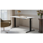Gaming Office Wooden Black/white with Metal Legs & Adjustable Height 150x80x72cm - Image 3