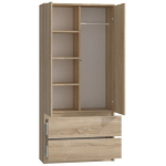 Double Door Wardrobe Malwa Oak 90x50x180cm - Image 3