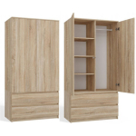 Double Door Wardrobe Malwa Oak 90x50x180cm - Image 4