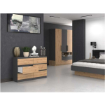 M6 Wooden Chest of Drawers with 6 Drawers ANTRACYT/ART 120x30x77cm - Image 2