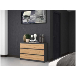 M6 Wooden Chest of Drawers with 6 Drawers ANTRACYT/ART 120x30x77cm - Image 5