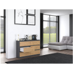 M6 Wooden Chest of Drawers with 6 Drawers ANTRACYT/ART 120x30x77cm - Image 3