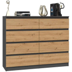Wooden Chest of Drawers with 8 Drawers ANT/ART 120x40x97cm - Image 4