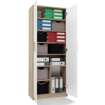 Oliv Office Storage Chipboard Cabinet Sonoma/White L74xW35xH180cm - Image 4