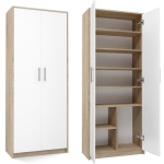 Oliv Office Storage Chipboard Cabinet Sonoma/White L74xW35xH180cm - Image 3