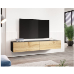 TV Stand Vigo 180 Black Wotan Oak L180xD30xH40cm - Image 4