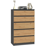 Wooden Chest of Drawers with 5 Drawers Antracyt 70x40x112cm - Image 4